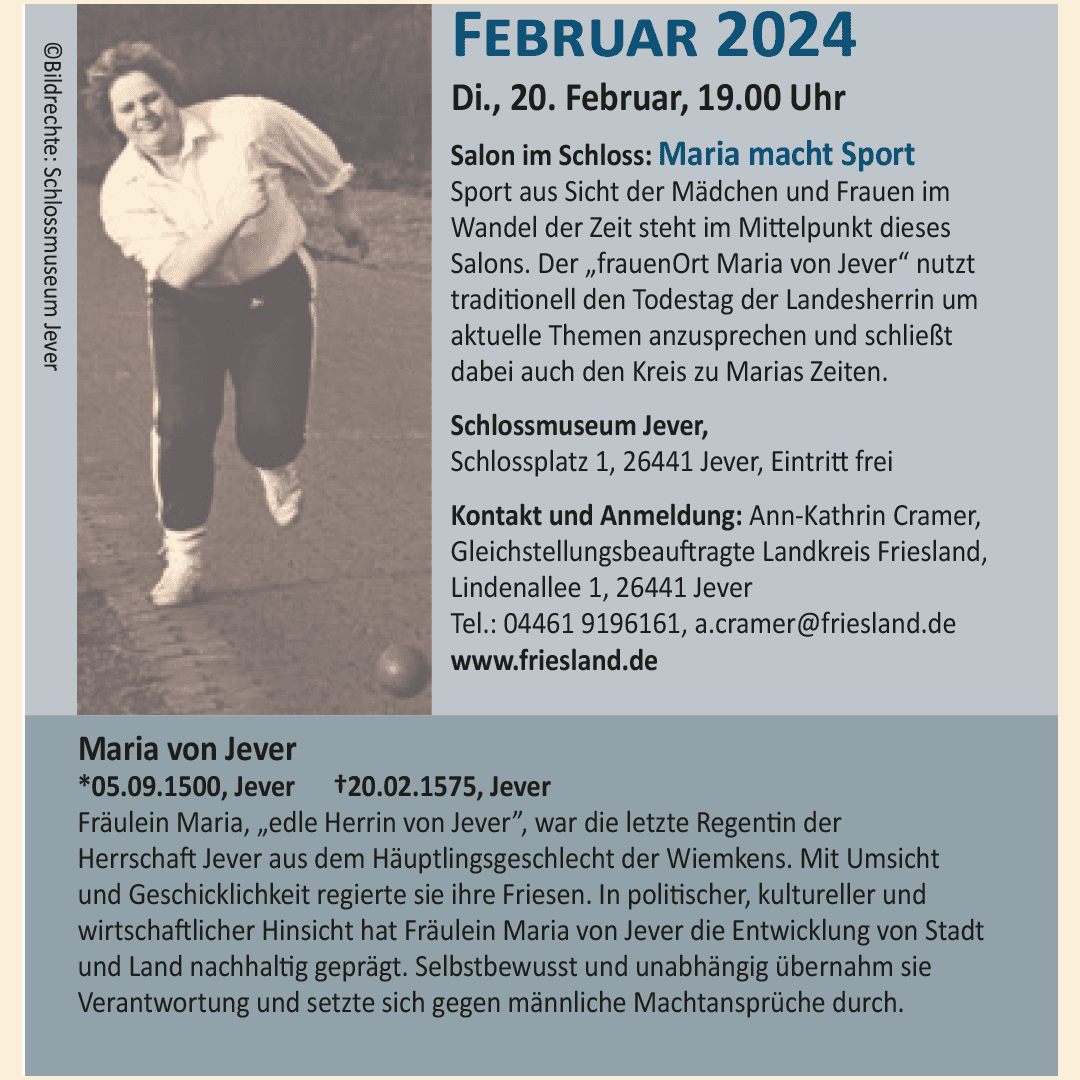 Einladung: „Maria macht Sport“ am 20.02.2024 um 19.00 Uhr